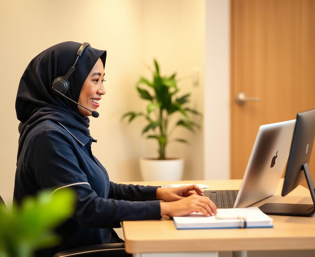 A coordinator reviewing care arrangements at a desk